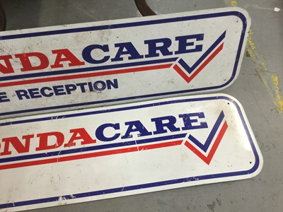 Lot 2087 - Pair of Honda Care Parts metal signs