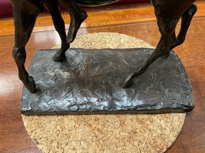 Lot 1054 - David Wynne (1926-2014) bronze sculpture of a figure on a horse, maquette for The Messenger, 23cm wide  
N.B. created 1981, commissioned by Business Press International Ltd