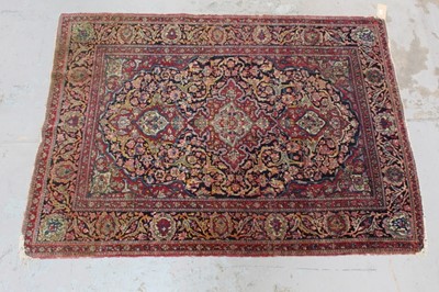 Lot 1304 - Old Kashan rug with central foliate medallion with borders, 206cm x 145cm