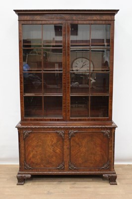 Lot 1306 - Good quality Edwardian Chippendale Revival mahogany two height bookcase by Waring and Gillows