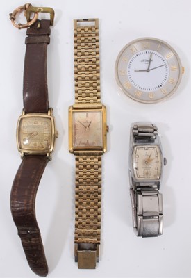 Lot 306 - 1970s Omega gold plated wristwatch, two other vintage watches and Dupont travel clock