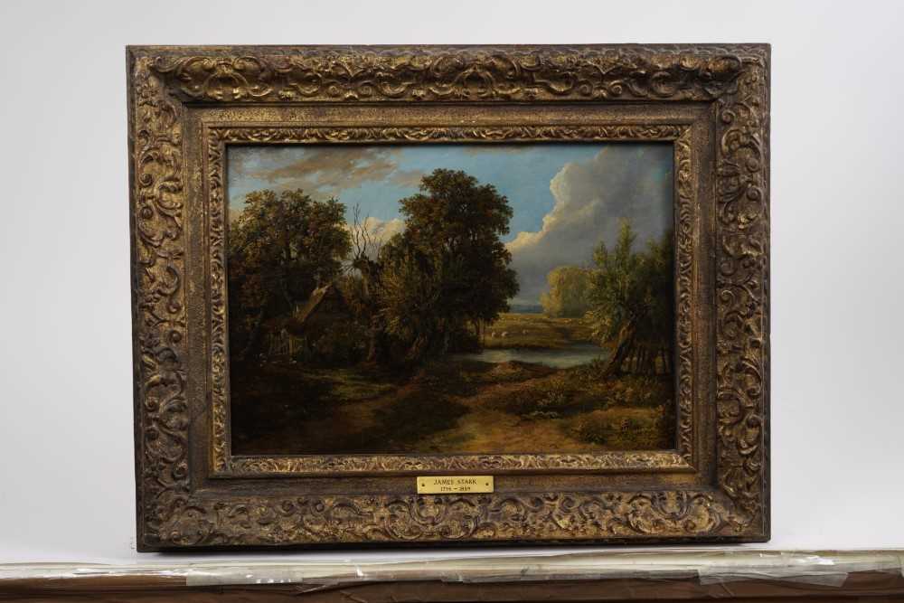 Lot 1055 - James Stark (1794-1859) oil on panel in gilt frame - rural landscape, 26cm x 36cm