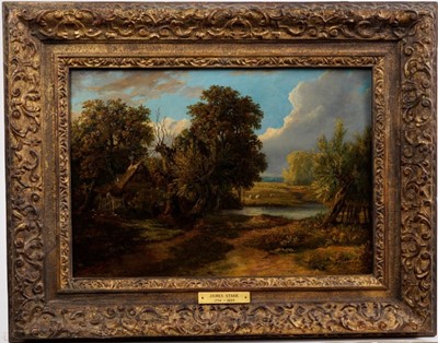 Lot 1055 - James Stark (1794-1859) oil on panel in gilt frame - rural landscape, 26cm x 36cm