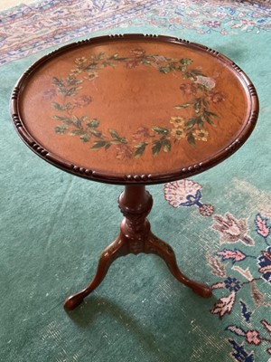 Lot 1310 - Edwardian satinwood and polychrome painted wine table