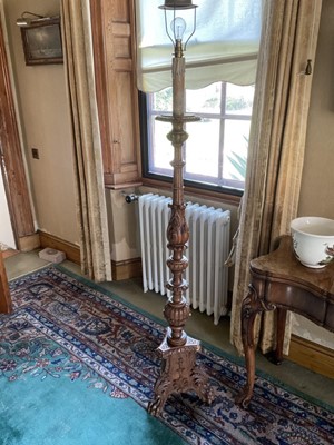 Lot 1316 - Italian style carved torchère standard lamp