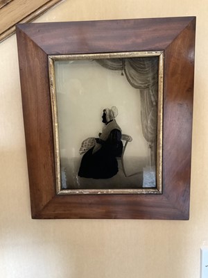 Lot 1064 - Regency silhouette painting on glass in mahogany frame