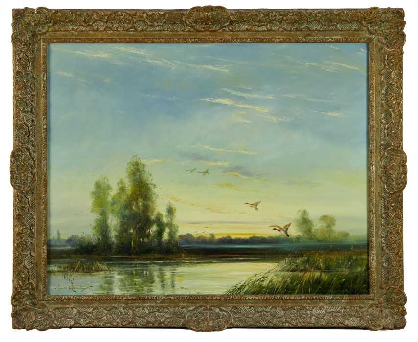 Lot 1006 - *Thomas Kennedy (1900-1981) oil on canvas Ducks in flight 54cm x 71cm