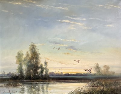 Lot 1006 - *Thomas Kennedy (1900-1981) oil on canvas Ducks in flight 54cm x 71cm