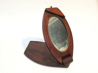 Lot 860 - 19th century mahogany military campaign mirror, with pivoting action, 19cm in overall length.