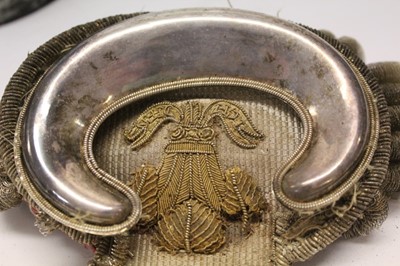 Lot 826 - Pair of Victorian Welsh Lord Lieutenants epaulettes with silver bullion thread and silver plated mounts with Prince of Wales feather badges