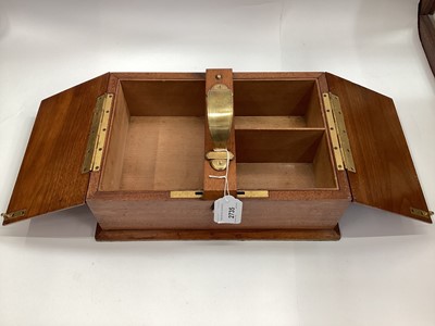 Lot 2735 - Edwardian mahogany table top cigar box with hinged sides and central brass handle C. 1910, 32.5cm in length