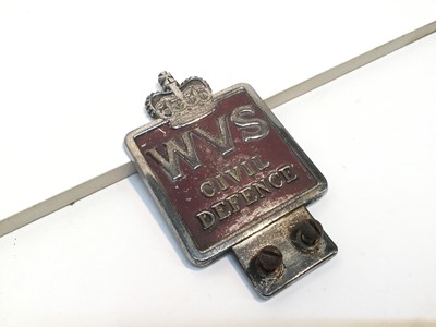 Lot 839 - Unusual WVS Civil Defence veterans chrome car grill badge by Birmingham Medal Co, 11 x 6.5cm