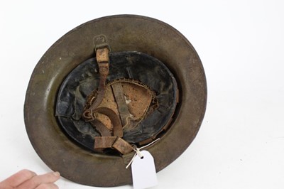 Lot 779 - First World War British MK1 steel helmet worn by 2nd Lieutenant Louis Anthony Loup (later General Loup CBE), special reserve Nottinghamshire and Derbyshire Regiment (Sherwood Forester) with which h...
