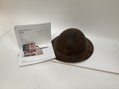 Lot 779 - First World War British MK1 steel helmet worn by 2nd Lieutenant Louis Anthony Loup (later General Loup CBE), special reserve Nottinghamshire and Derbyshire Regiment (Sherwood Forester) with which h...
