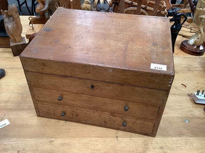 Lot 2715 - Two drawer campaign chest, 41cm across