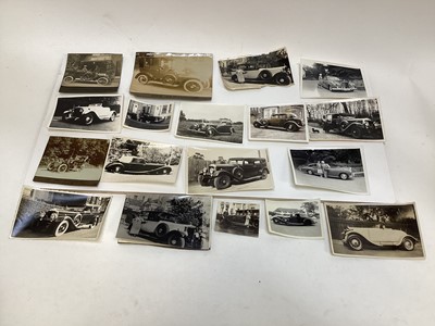 Lot 2095 - Collection of interesting Pre War and later car photographs including a 1913 Wolseley, various Rolls-Royce, Cadillac, Minerva, Daimler and others (approximately 27 photographs).