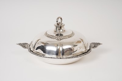 Lot 239 - Edwardian silver entree dish with gadrooned edging, by Carrington & Co. London 1906