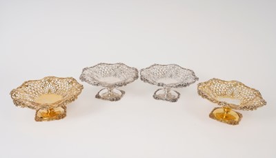 Lot 208 - Four Edwardian pierced footed dishes by Goldsmiths and Silversmiths, London 1906/7
