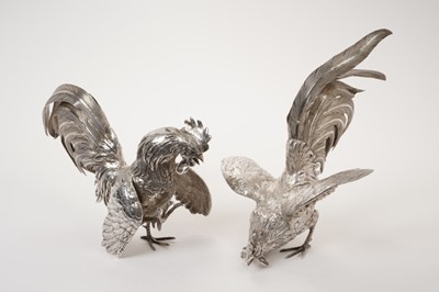 Lot 223 - Pair of cockerel figural table ornaments, by Edward Barnard & Sons Ltd London 1970