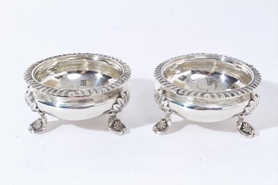 Lot 228 - Pair of William IV drum salts, by The Barnards, London 1832