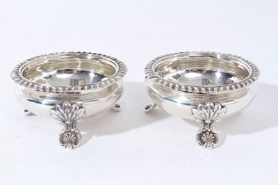 Lot 228 - Pair of William IV drum salts, by The Barnards, London 1832