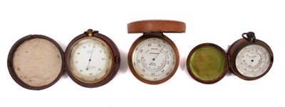 Lot 709 - Asprey brass cased pocket barometer, together with two others