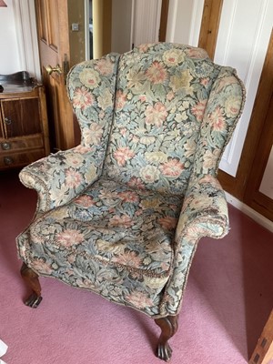 Lot 1331 - Georgian style wingback armchair