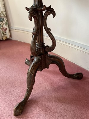 Lot 1336 - Chippendale style carved mahogany piecrust side table, with carved dished top and tripod base