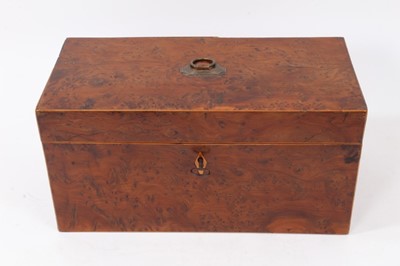 Lot 708 - Early 19th century figured yew wood tea caddy