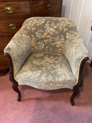 Lot 1344 - 19th century carved mahogany tub chair