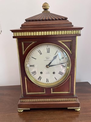 Lot 654 - 19th century mahogany bracket clock, painted dial reading ‘Examined by Dent, London’