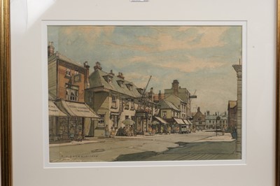 Lot 1071 - Frederick W Baldwin (1899-1984), pencil and watercolour – Southwold high street, 28 x 40cm