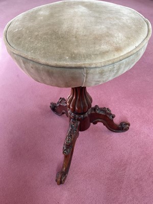 Lot 1350 - Victorian carved rosewood piano stool