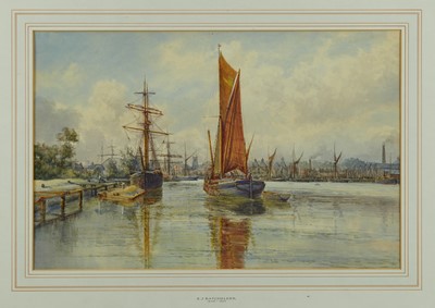 Lot 1068 - Group of five watercolours by Stephen John Batchelder (1849-1932) Norfolk scenes, including Barton Broad and others