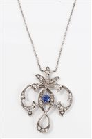 Lot 770 - Edwardian sapphire and diamond pendant...