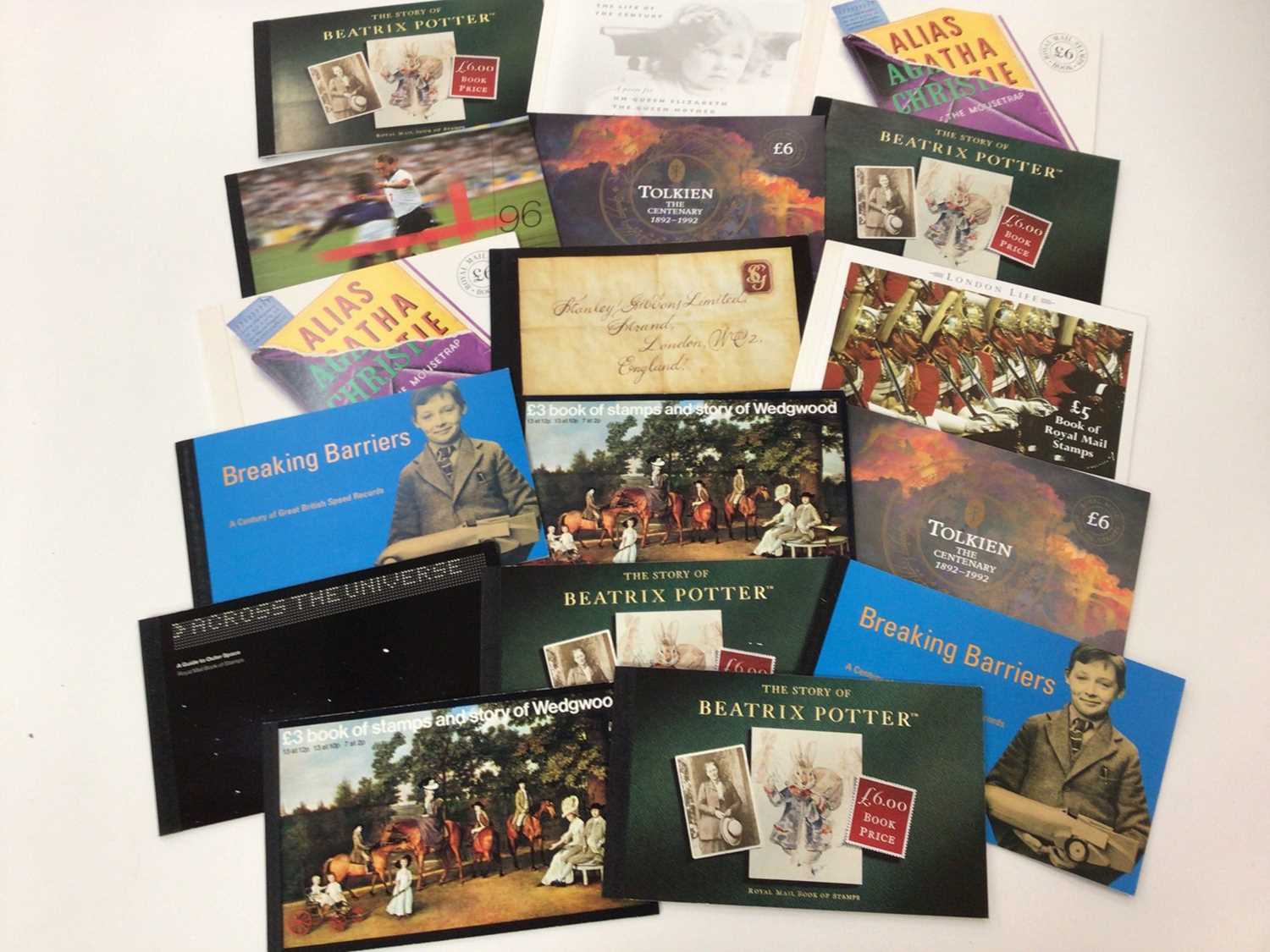 Lot 1527 - Stamps GB Prestige Booklets selection including Beatrix Potter, Tolkien, Agatha Christie, European Football etc. (50+)