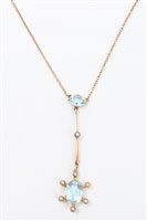 Lot 771 - Edwardian aquamarine and seed pearl pendant...