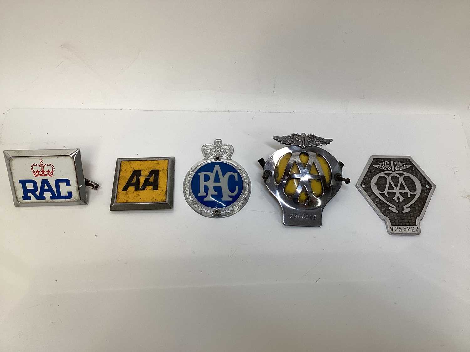 Lot 2111 - Collection of Eleven Vintage AA car badges, together with four RAC badges and group of 1950's and later car badges.