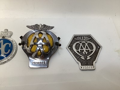 Lot 2111 - Collection of Eleven Vintage AA car badges, together with four RAC badges and group of 1950's and later car badges.