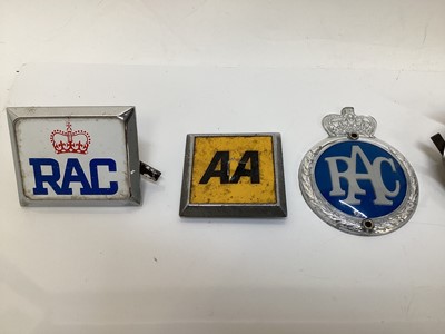 Lot 2111 - Collection of Eleven Vintage AA car badges, together with four RAC badges and group of 1950's and later car badges.