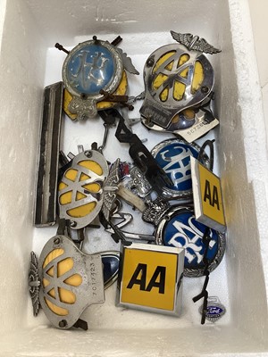 Lot 2111 - Collection of Eleven Vintage AA car badges, together with four RAC badges and group of 1950's and later car badges.