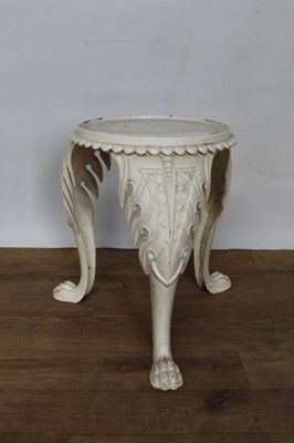 Lot 1413 - Victorian white painted cast iron jardinière stand on paw feet