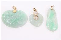 Lot 772 - Three Chinese Carsved green jade / hardstone...