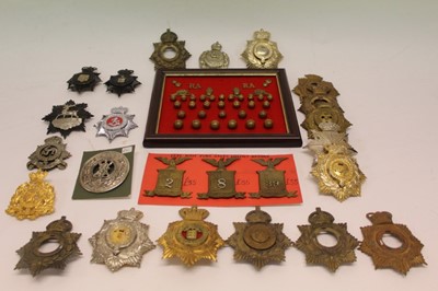 Lot 857 - Lot reproduction helmet plates and sundry militaria