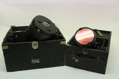 Lot 866 - Two British military signalling lamps in boxes and mobile canteen in box