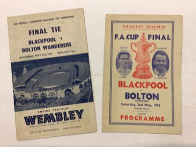 Lot 1548 - Football programmes selection including 1950's FA Cup finals, including 1953 Blackpool v Bolton signed by 4 players, Pymm, Blackmore