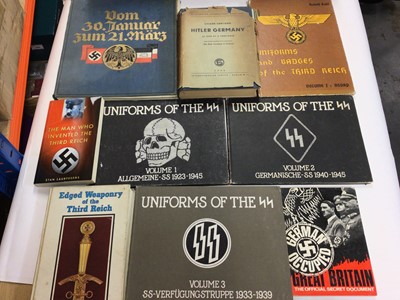 Lot 876 - Books- one box Second World War Nazi reference books, and other military reference books.