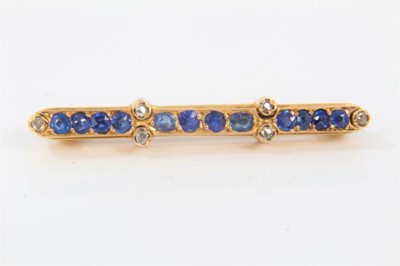 Lot 549 - Late 19th century French gold sapphire and diamond pin brooch