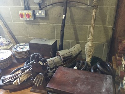 Lot 276 - Georgian stone bow and lot boxes and sundries