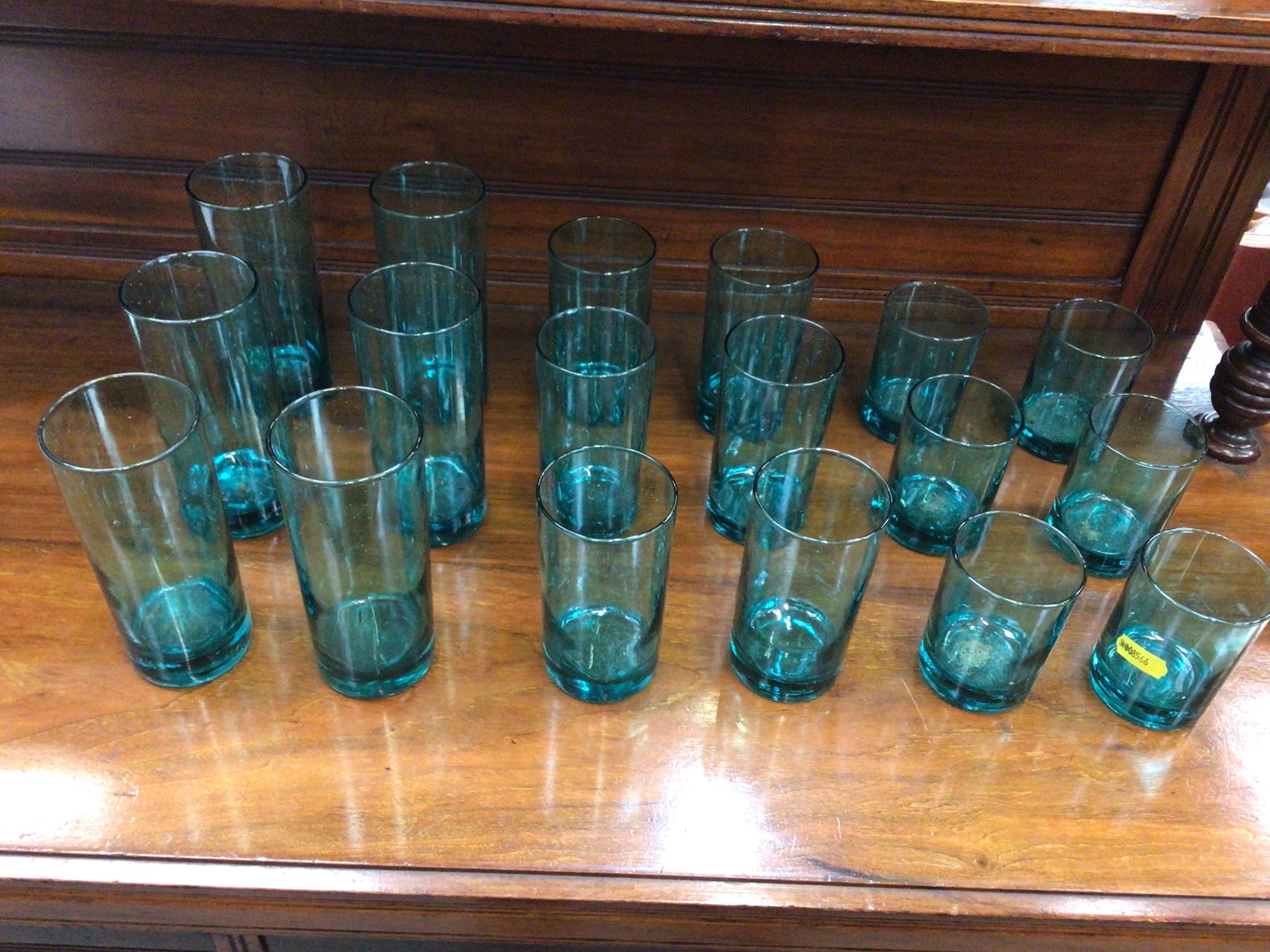 Lot 626 Set of green glasses
